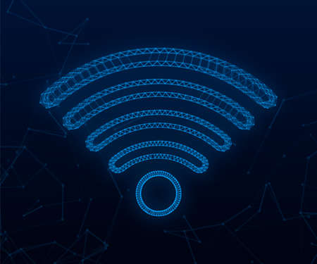 Free wifi zone blue icon. Free wifi here sign concept. Vector stock illustrationのイラスト素材