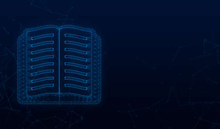 Books signs. Night bright advertisement. literature and library. Vector stock illustrationのイラスト素材