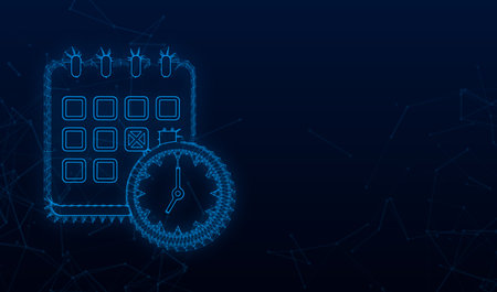 Calendar and clock line icon. Schedule concepts. Modern flat design graphic elements. Vector stock illustrationのイラスト素材