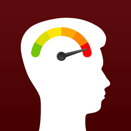 Head silhouette indicator sign isolated on white background. Medical treatment.のイラスト素材