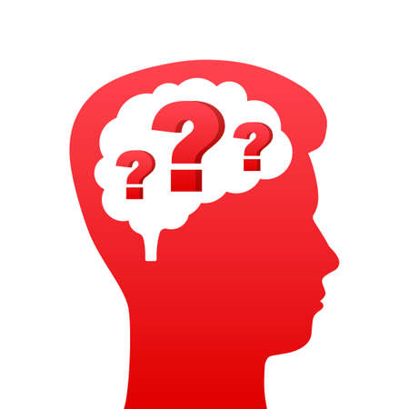 Silhouette head illustration with question sign. Vector illustration.のイラスト素材