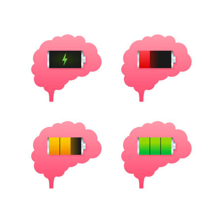 Brain, think loading concept with idea processed on a lightbulb bar. Vector stock illustration.のイラスト素材