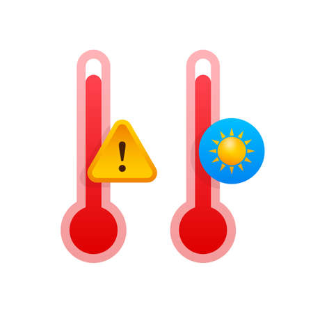 Flat icon with red high temperature. Flat blue icon. Fire, flame.のイラスト素材