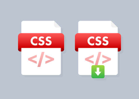 Download CSS button on laptop screen. Downloading document concept. File with CSS label and down arrow sign. Vector illustration.のイラスト素材