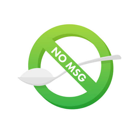 Msg free. Glutamate no added food package icon. Monosodium glutamate. Vector stock illustration.のイラスト素材