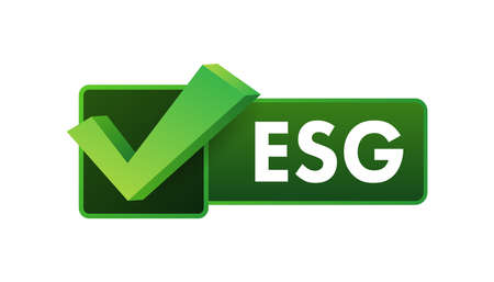 Esg business company criteria. Icon on green backdrop. Esg environmental social governance infographic. Vector illustration. Business icon.のイラスト素材