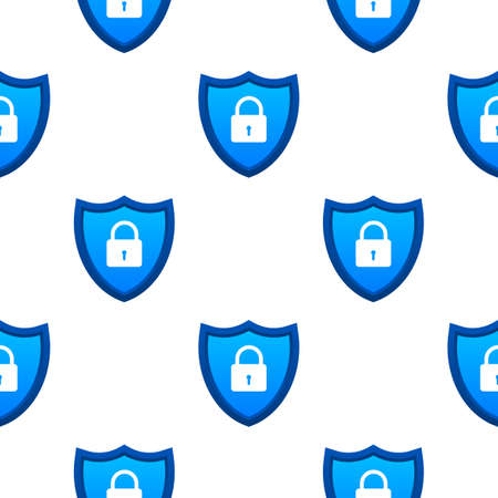Cyber security vector logo with shield and lock pattern. Security shield concept. Internet security. Vector illustration.のイラスト素材