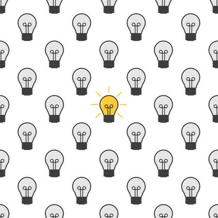 Cartoon lamps. Bulb light icon - idea sign, solution. Electricity, shine. Light bulb line icon vector.のイラスト素材