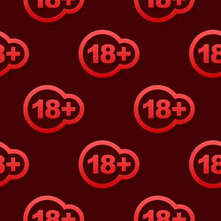 Under 18 sign warning symbol pattern. Eighteen plus. Censored business concept. Vector stock illustration.のイラスト素材