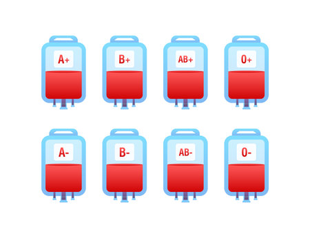 Blood package in flat style on white background. 3d realistic vector illustration. Flat vector isolated illustration.のイラスト素材