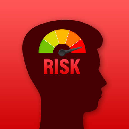 Risk brain profile for medical design. Vector illustration. Business strategy. Vector icon.のイラスト素材