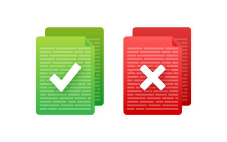 Yes No check mark sign on clipboard Lined paper notebook. Document icon. Vector stock illustration.のイラスト素材