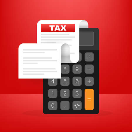 Tax document in flat style. Flat vector illustration. Online tax payment.のイラスト素材