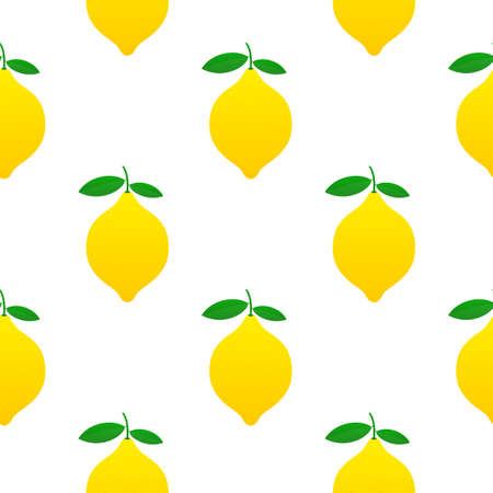 Lemon pattern. Yellow lemon vector illustration isolated on white background.のイラスト素材