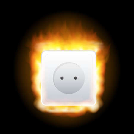 Receptacle fire on white background. Fire, flame.のイラスト素材