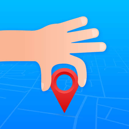 Map pointer in hand on white background. Vactor stock illustration.のイラスト素材