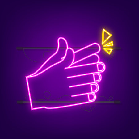 Clap neon icon isolated on white background vector illustration. White background.のイラスト素材