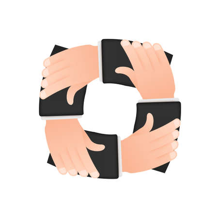 Abstract teamwork hands sign for concept design. Business concept. Teamwork, cooperation.のイラスト素材