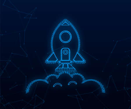 Rocket Start Up Concept. Plexus icon. Vector stock illustration.のイラスト素材