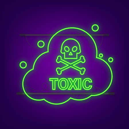 Neon green neon illustration on dark backdrop. Logo, label. Isolated vector illustration. Exclamation mark.のイラスト素材