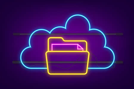Files cloud, great design for any purposes. Abstract infographic. Internet technology. Neon icon. Web banner.のイラスト素材