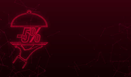 Hand tray - 5 percent discount, great design for any purposes. Plexus style. Vector background. Isolated object.のイラスト素材