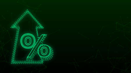 Percentage with arrow up plexus. Banking, credit, interest rate. Vector stock illustration.のイラスト素材