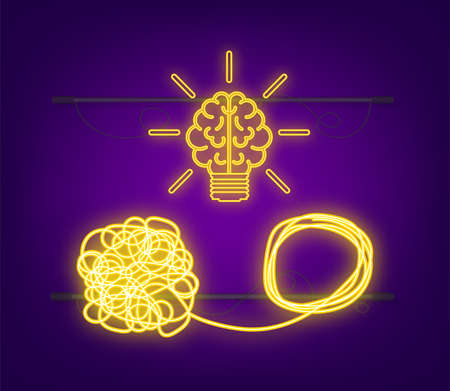Complex think, idea, great neon design for any purposes. Vector illustration.のイラスト素材
