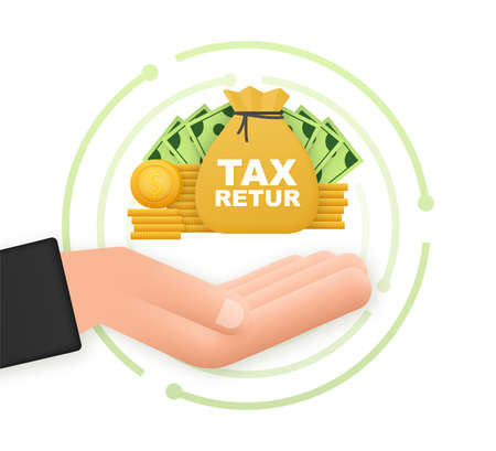 Tax return in flat style. Flat vector illustration. Online tax payment.のイラスト素材