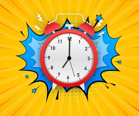 Wake up poster with alarm clock. Vector stock illustration.のイラスト素材
