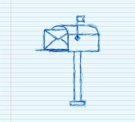 Mail box. Envelope with a newsletter concept. sketch style. Vector illustrationのイラスト素材