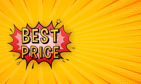 Comic speech bubbles with text Best price. Symbol, sticker tag, special offer label, advertising badge. Vector stock illustrationのイラスト素材