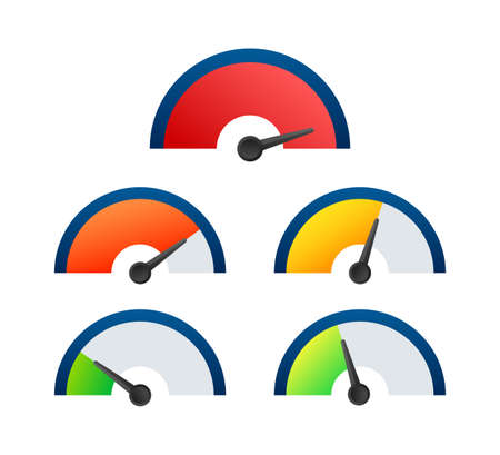 Risk icon on speedometer. High risk meter. Vector stock illustration