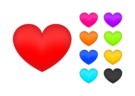 Doodle red heart. Love symbol. Heart icon set. Vector stock illustration.のイラスト素材