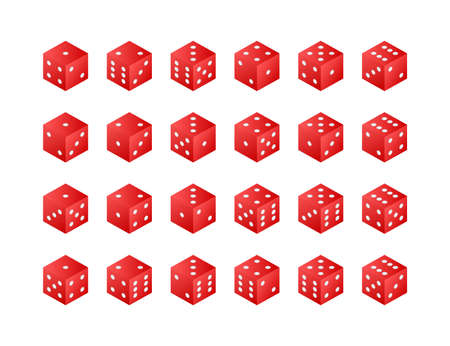 Dice collection. Game dice, cubes. Casino and betting. Vector stock illustration.のイラスト素材