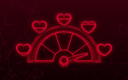 Love meter, heart indicator. Valentines day concept plexus. High speed. Vector stock illustration.のイラスト素材