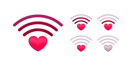 Love wifi wireless wi-fi hotspot. Internet network. Heart signal. Love connection. Vector stock illustration.のイラスト素材