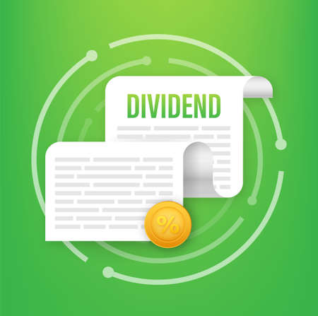 Dividend stocks. Business financial investment. Public company payback profit. Vector stock illustration.のイラスト素材