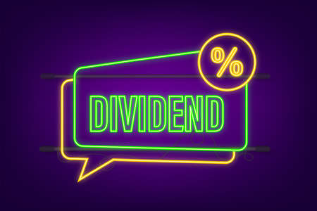 Dividend stocks neon icon. Business financial investment. Public company payback profit. Vector stock illustration.のイラスト素材
