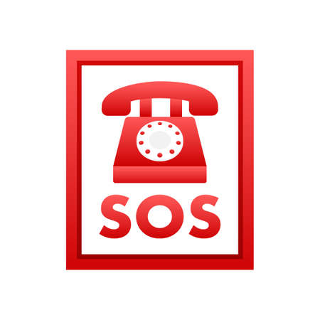 SOS emergency call. 911 calling. A cry for help. Vector stock illustration.のイラスト素材