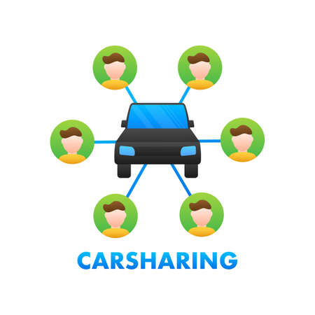 Car sharing concept. Carsharing vector icon on white background. lIllustration for mobile app design. Flat vector illustrationのイラスト素材