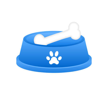 Cartoon pet plate on white backdrop. 3d vector illustration. Pet food bowlのイラスト素材
