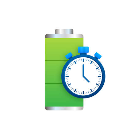 Modern cartoon icon with green quick charging. Vector graphic. Vector logoのイラスト素材