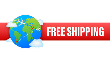 Free shipping. Badge with truck. Vector stock illustrtaionのイラスト素材