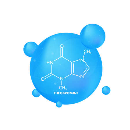 Theobromine chemical formula. Theobromine chemical molecular structureのイラスト素材