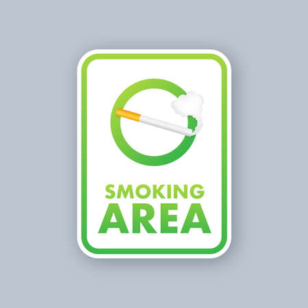 Icon with green smoking area on white background. Banner with green smoking area on white backgroundのイラスト素材
