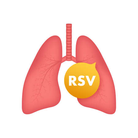 RSV Respiratory Syncytial Virus and lung icon. Vector illustrationのイラスト素材