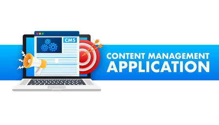 CMS Content Management System word cloud, vector business concept background. Cloud storage iconのイラスト素材