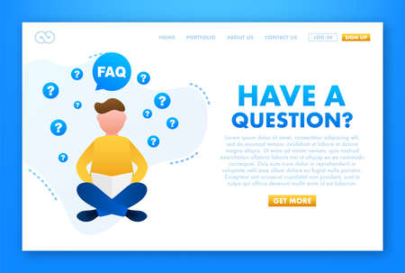 Cartoon illustration with have a question Vector illustration, flat designのイラスト素材