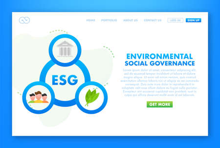 Esg business company criteria. Icon on green backdrop. Esg environmental social governance infographic. Vector illustration. Business iconのイラスト素材